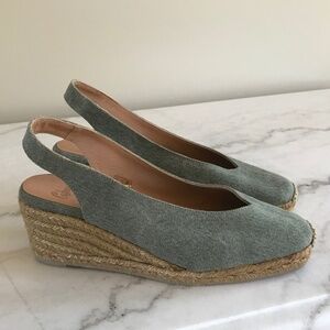 NEW CASTANER OLIVE CLOSED TOE WEDGE ESPEDRILLE